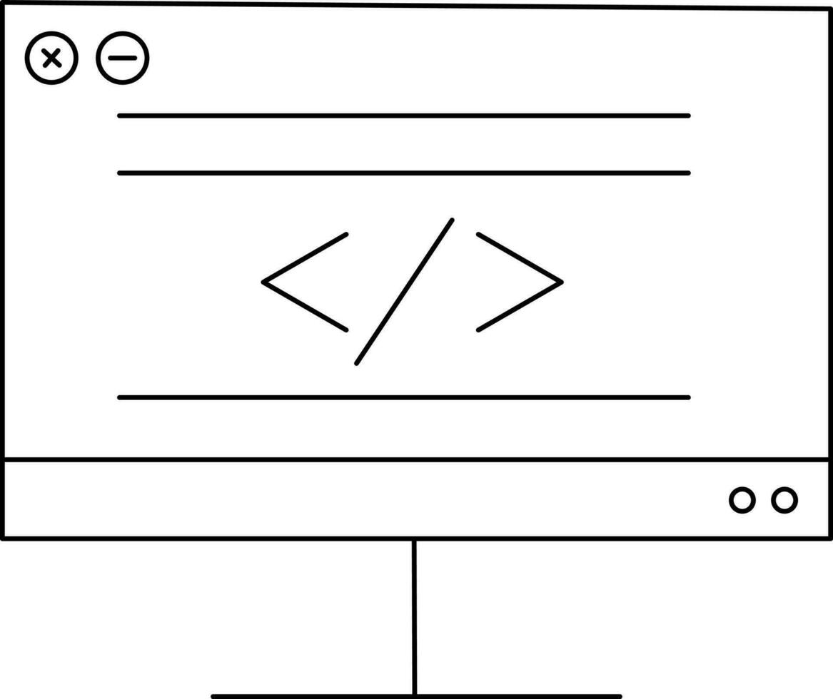 nero linea arte ragnatela codifica nel del desktop icona. vettore