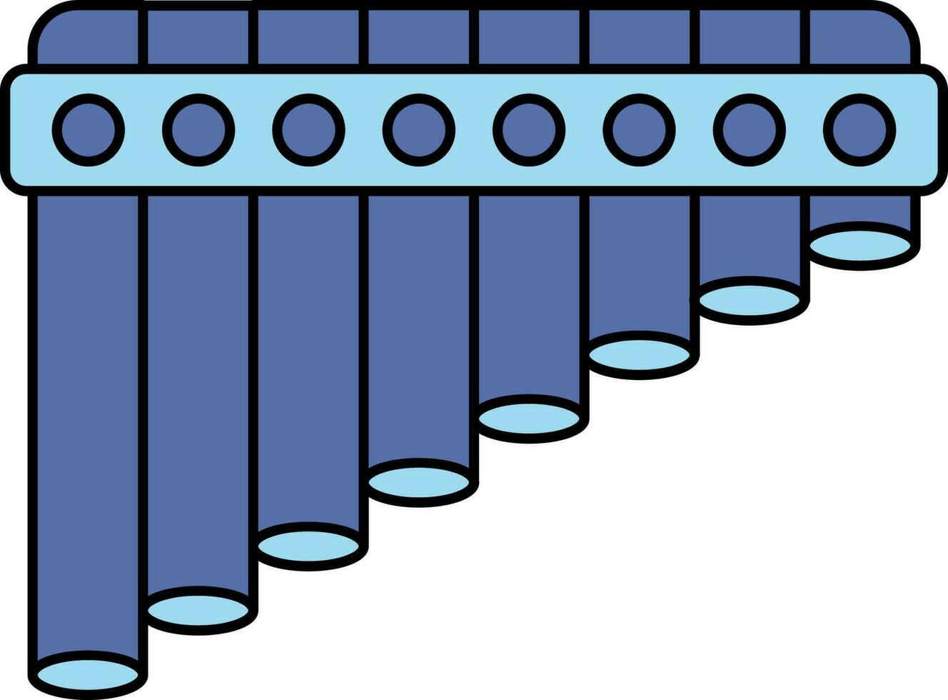 illustrazione di flauti di Pan icona nel blu colore. vettore