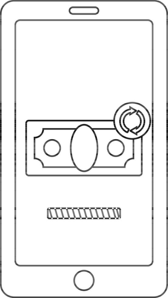 i soldi trasferimento processi nel smartphone per in linea pagamento. vettore