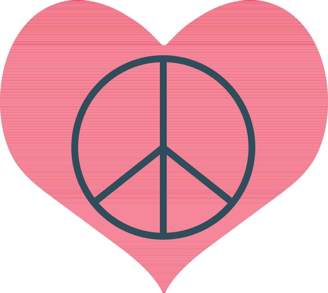 icona di pace cartello dentro rosso cuore. vettore