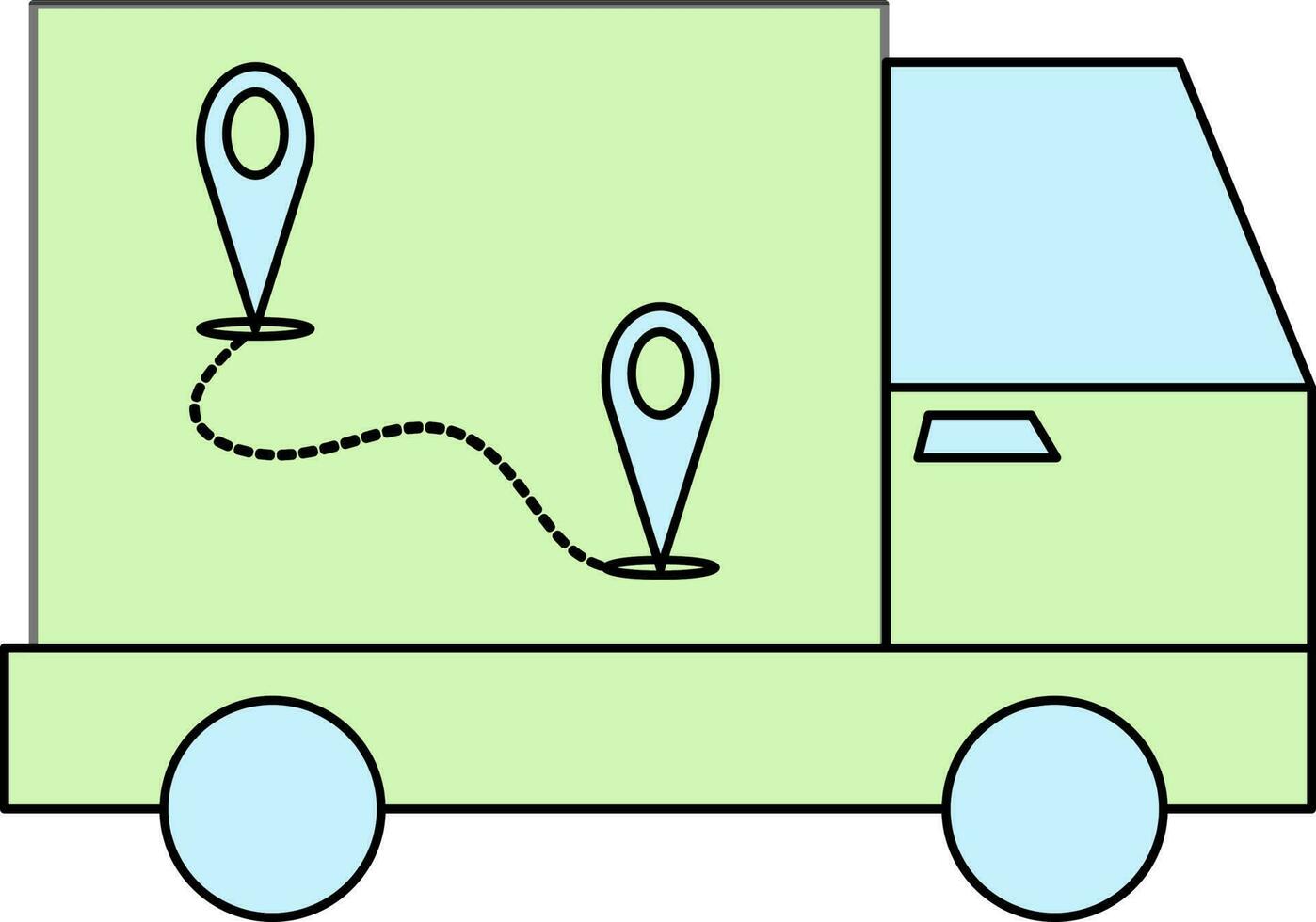 puntamento consegna camion icona nel verde e blu colore. vettore