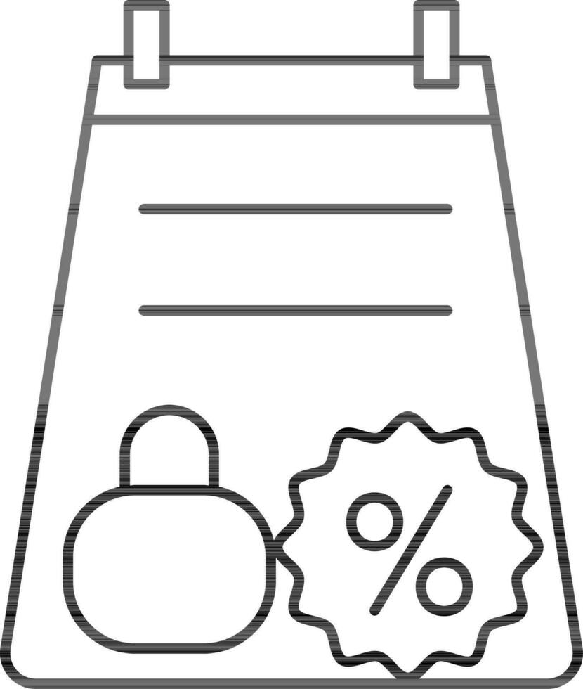 negozio cartello con percentuale etichetta icona nel nero linea arte. vettore