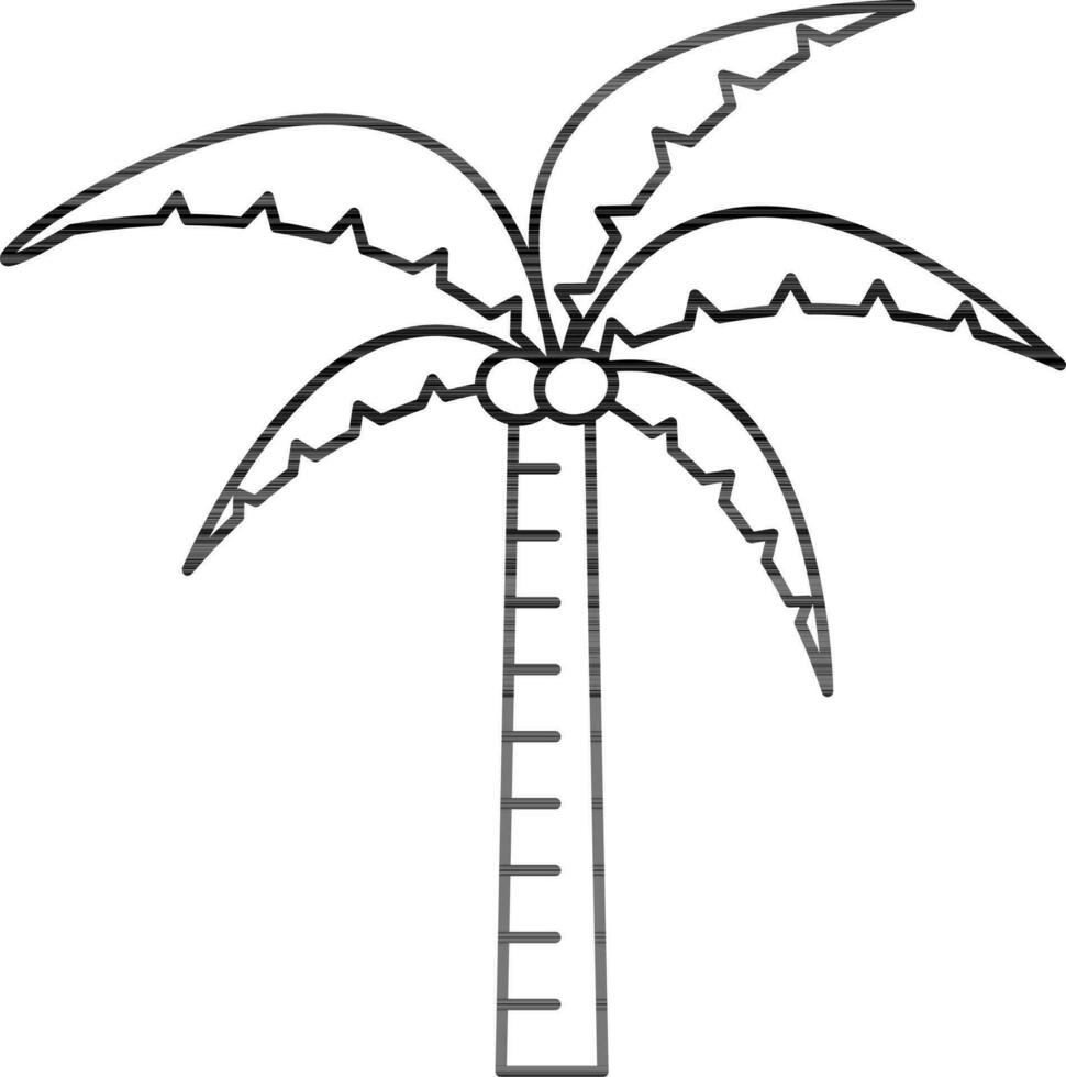 Noce di cocco albero icona nel nero linea arte. vettore