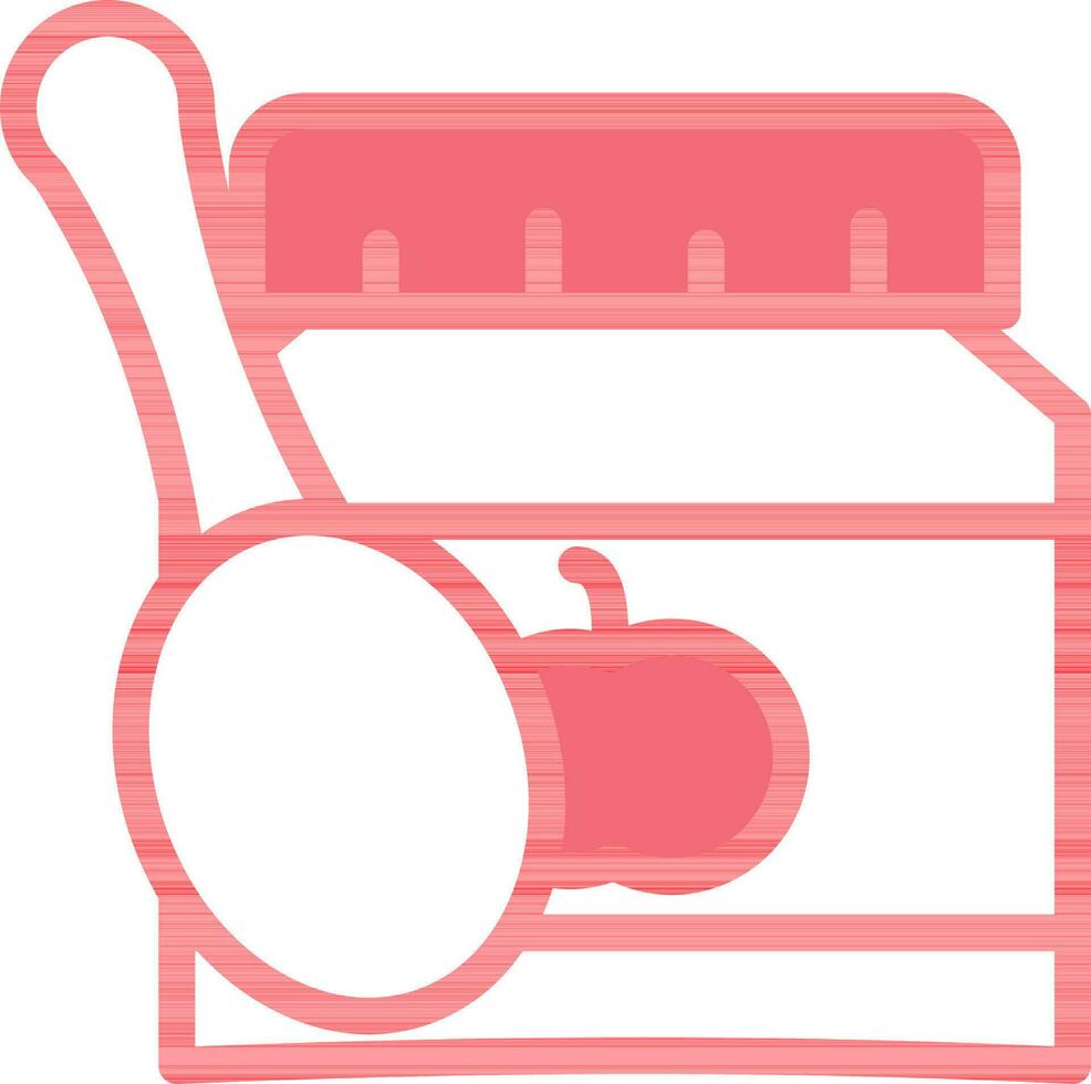Mela marmellata con cucchiaio icona nel rosso e bianca colore. vettore