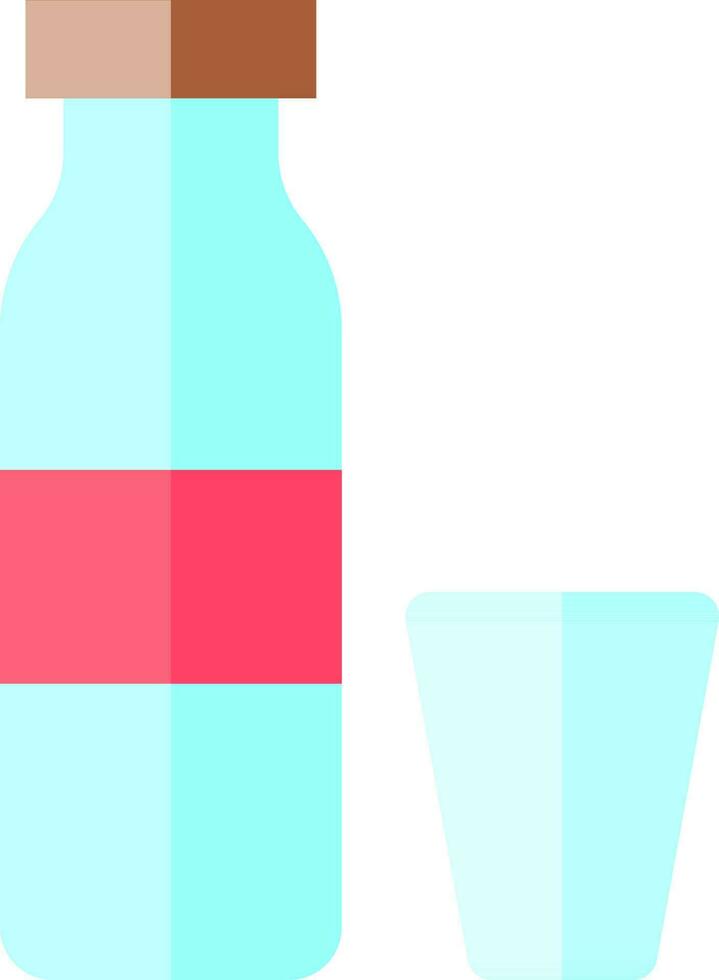 bottiglia e bicchiere icona nel piatto stile. vettore