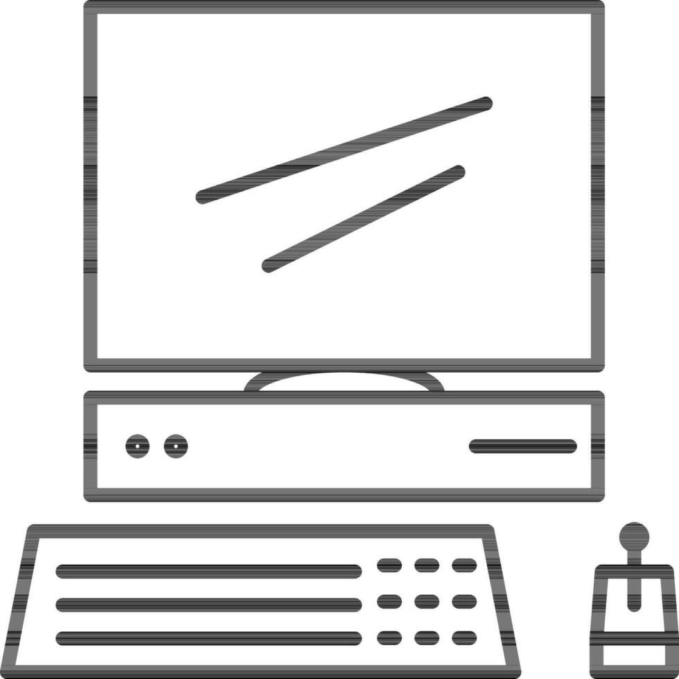 nero linea illustrazione di computer video gioco icona nel piatto stile. vettore