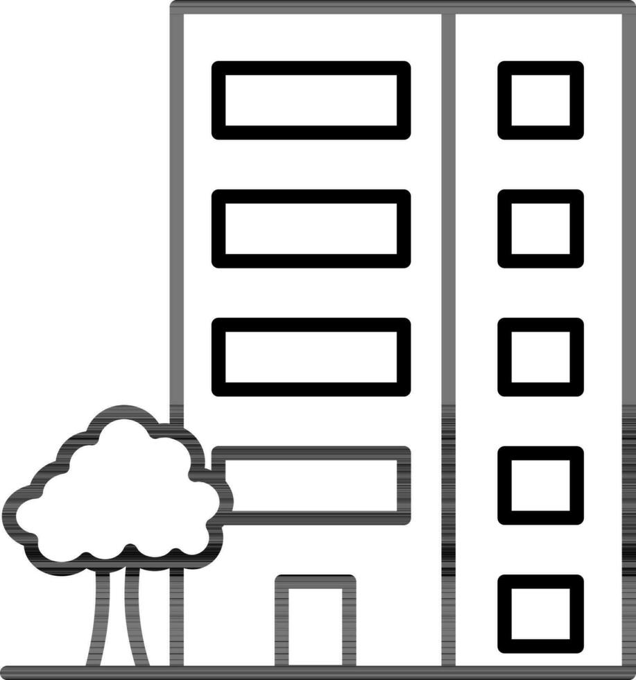 moderno edificio icona o simbolo nel nero schema. vettore