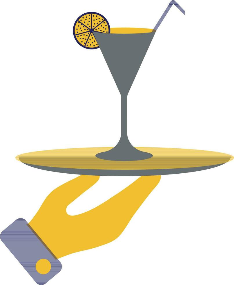 servendo piatto nel Limone fetta decorato cannuccia con cocktail bicchiere. vettore