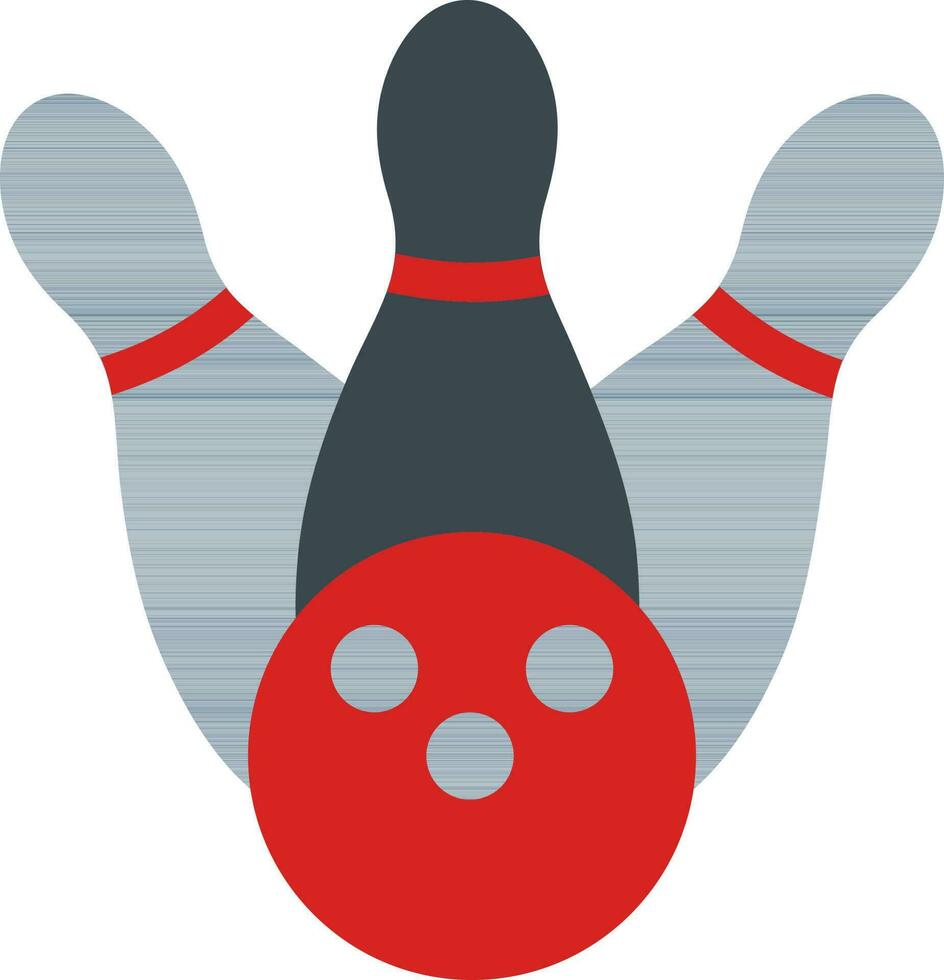 bowling perni con palla icona nel grigio e rosso colore. vettore