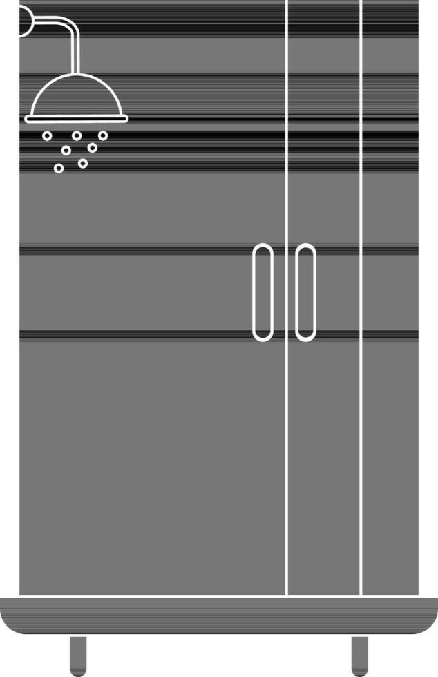 nero e bianca doccia con credenza. vettore