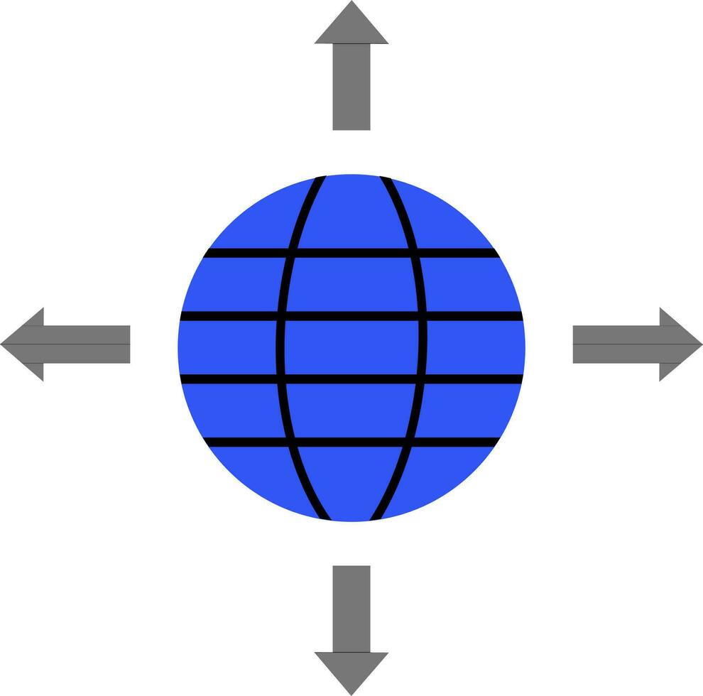 blu e nero globo con frecce. vettore