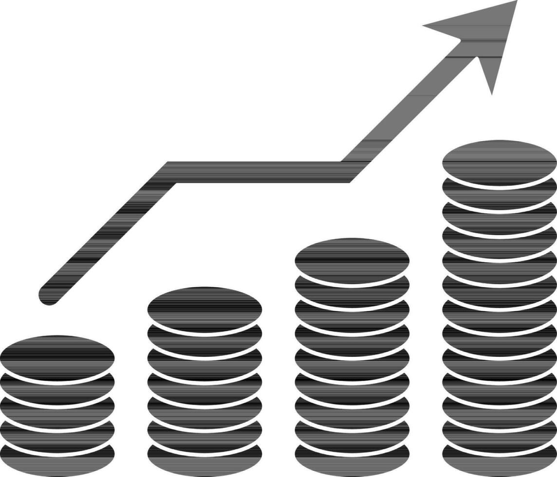 moneta con profitto freccia cartello. vettore