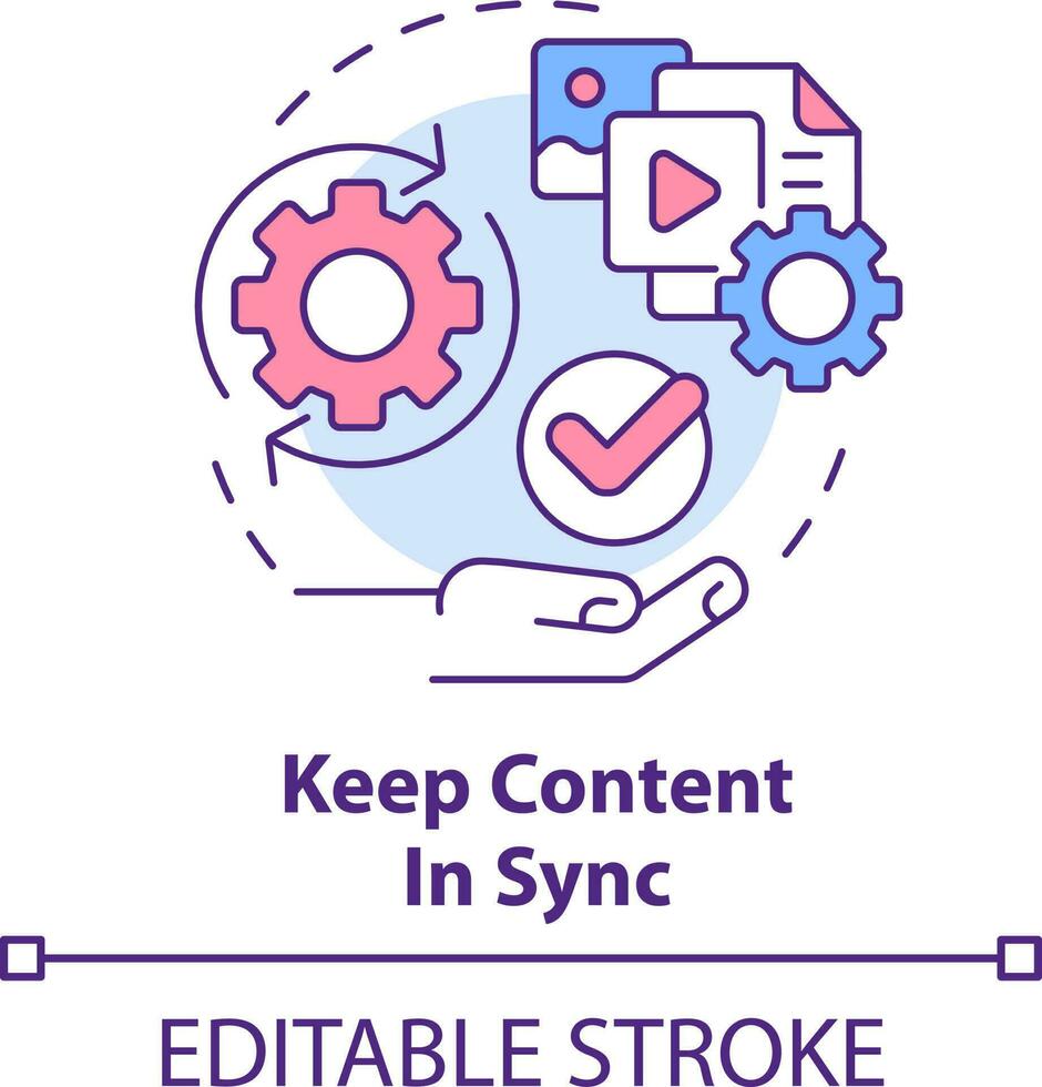 mantenere soddisfare nel sync concetto icona. file organizzazione. design strategia astratto idea magro linea illustrazione. isolato schema disegno. modificabile ictus vettore