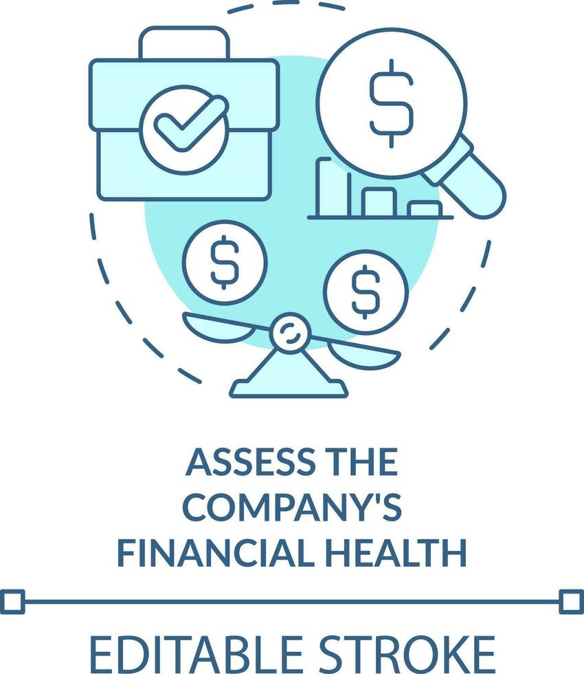 valutare azienda finanziario Salute turchese concetto icona. tesoreria gestione necessità astratto idea magro linea illustrazione. isolato schema disegno. modificabile ictus vettore
