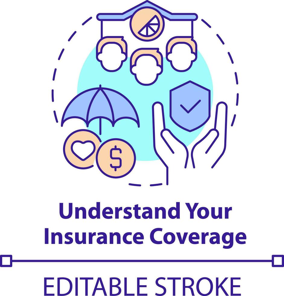 capire assicurazione copertura concetto icona. attività commerciale disastro pianificazione astratto idea magro linea illustrazione. politiche. isolato schema disegno. modificabile ictus vettore