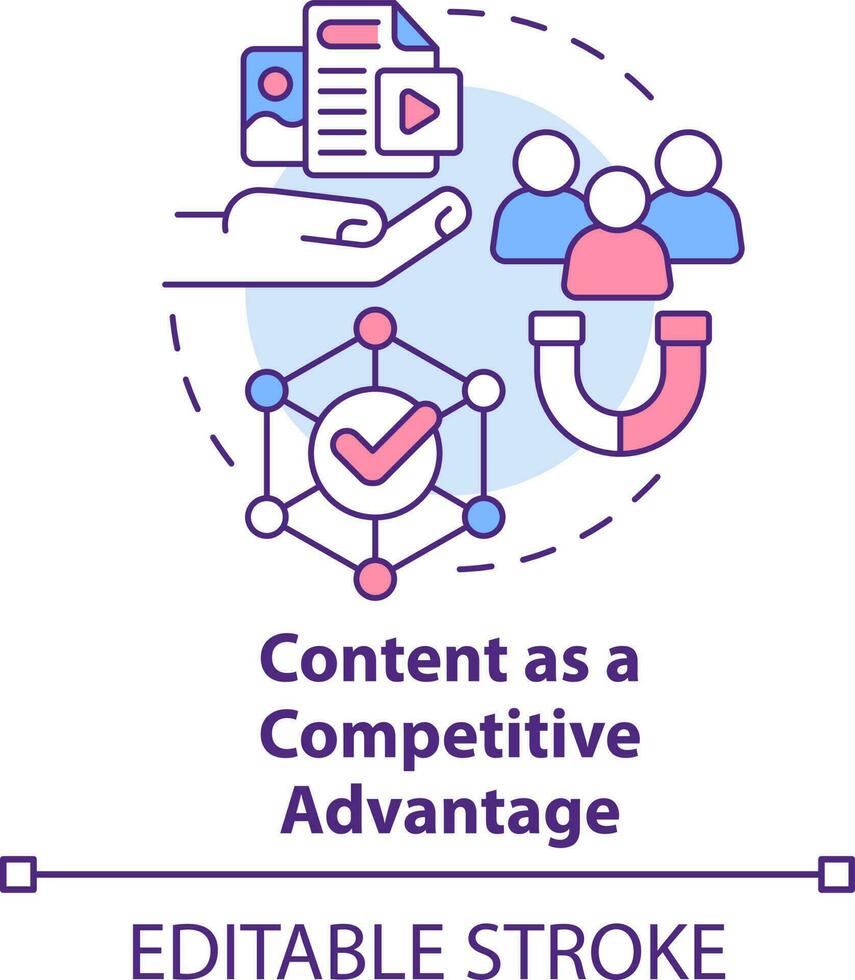 soddisfare come competitivo vantaggio concetto icona. dati design strategia astratto idea magro linea illustrazione. isolato schema disegno. modificabile ictus vettore