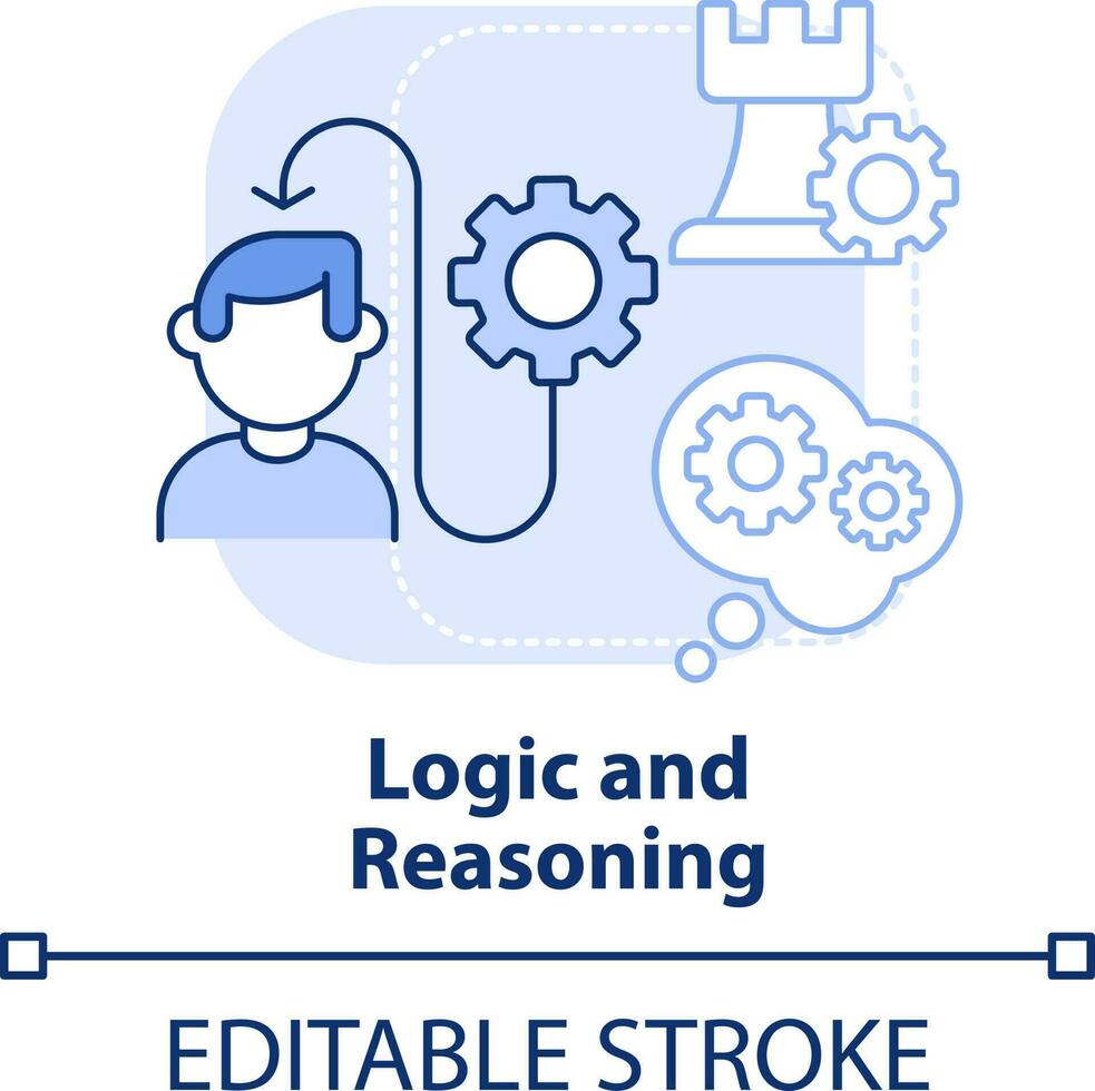 logica e ragionamento leggero blu concetto icona. vita abilità astratto idea magro linea illustrazione. razionale conclusione. isolato schema disegno. modificabile ictus vettore