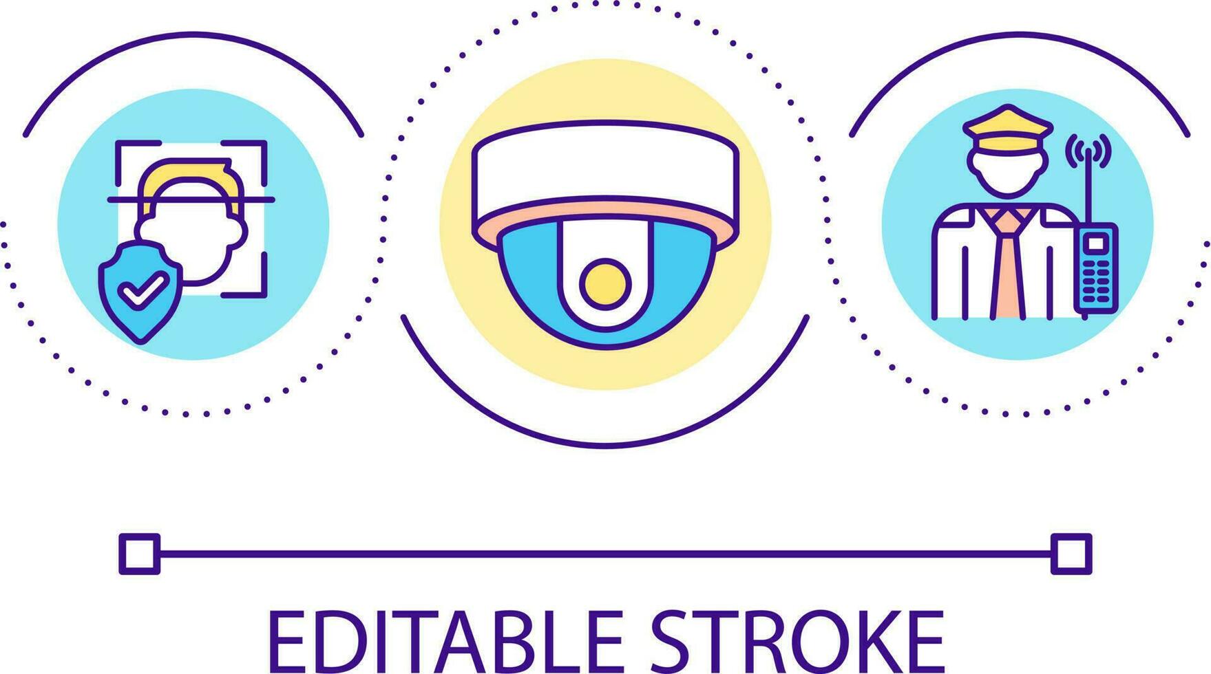 sorveglianza sistema ciclo continuo concetto icona. sicurezza telecamera astratto idea magro linea illustrazione. vero tempo monitoraggio. facciale riconoscimento. isolato schema disegno. modificabile ictus vettore