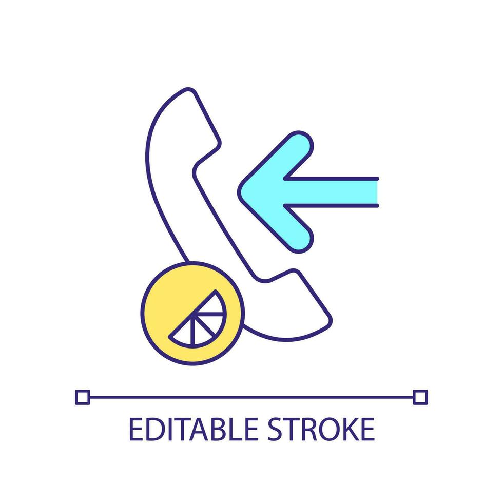 arrivo chiamata rgb colore icona. conversazione attraverso telefono. comunicazione tecnologia utilizzo. isolato vettore illustrazione. semplice pieno linea disegno. modificabile ictus
