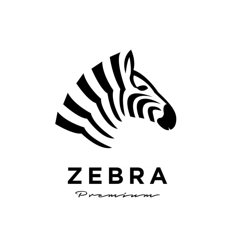 disegno dell'icona di logo di vettore di testa di zebra premium