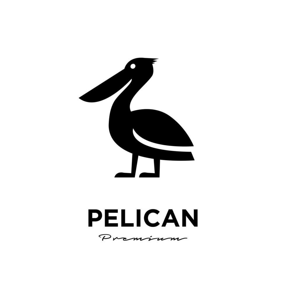 Pellicano nero icona logo illustrazione vettoriale design