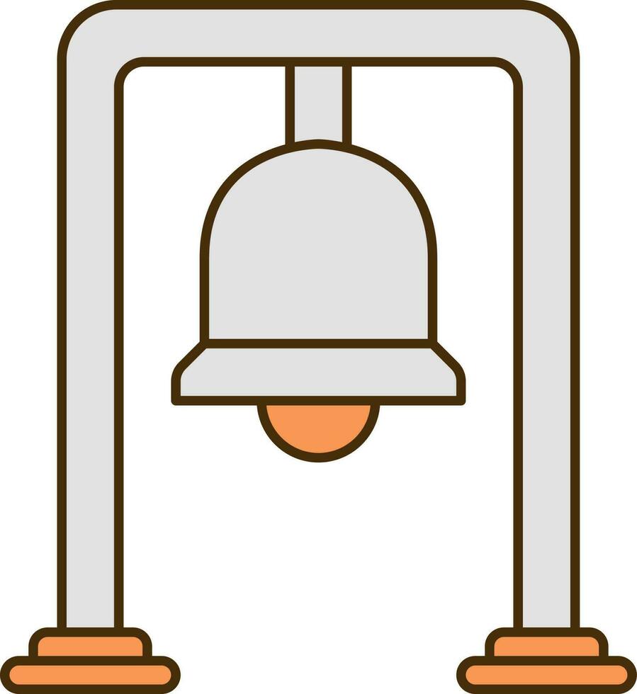campana In piedi piatto icona nel grigio e arancia colore. vettore