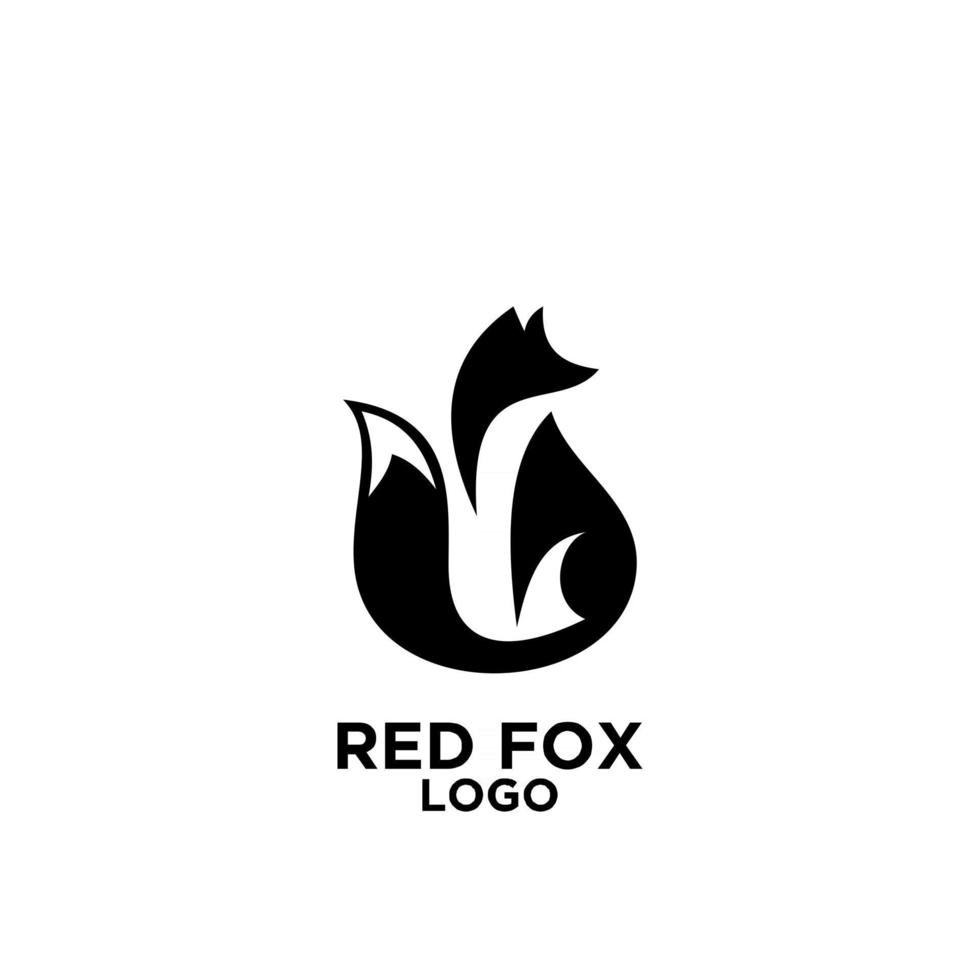 progettazione dell'illustrazione dell'icona di logo di vettore della volpe nera premium astratta