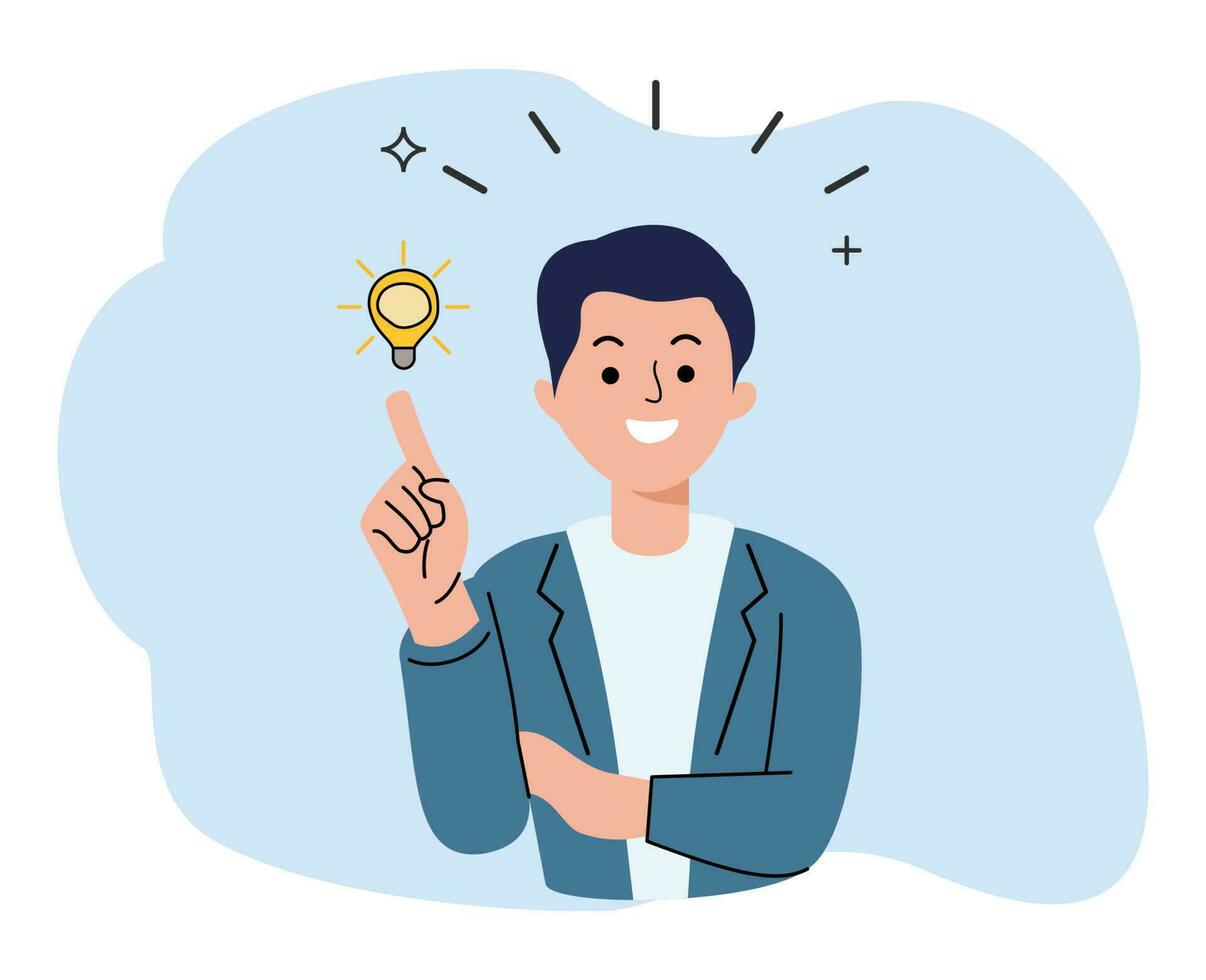 uomo d'affari Tenere un' leggero lampadina per innovazione idea concetto. creativo lampadina idea concetto vettore