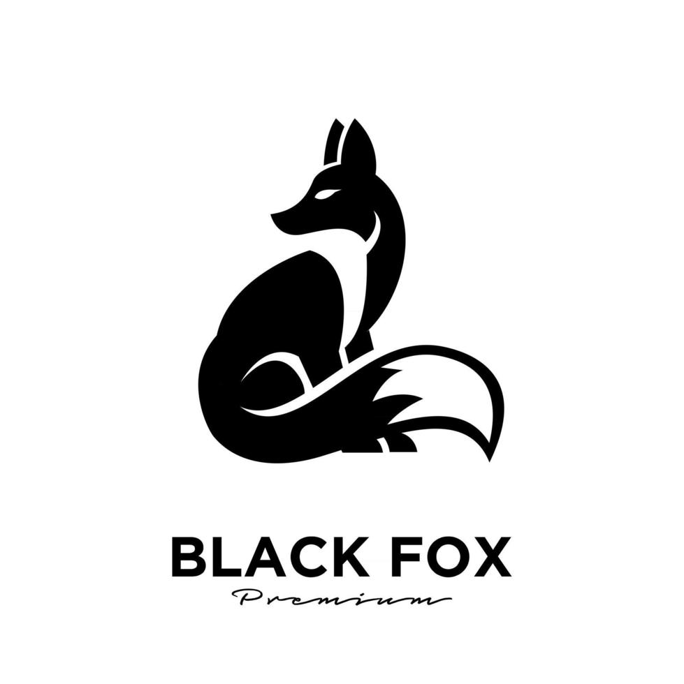 logo design di volpe nera sagoma animale mascotte modello logo illustrazione vettoriale