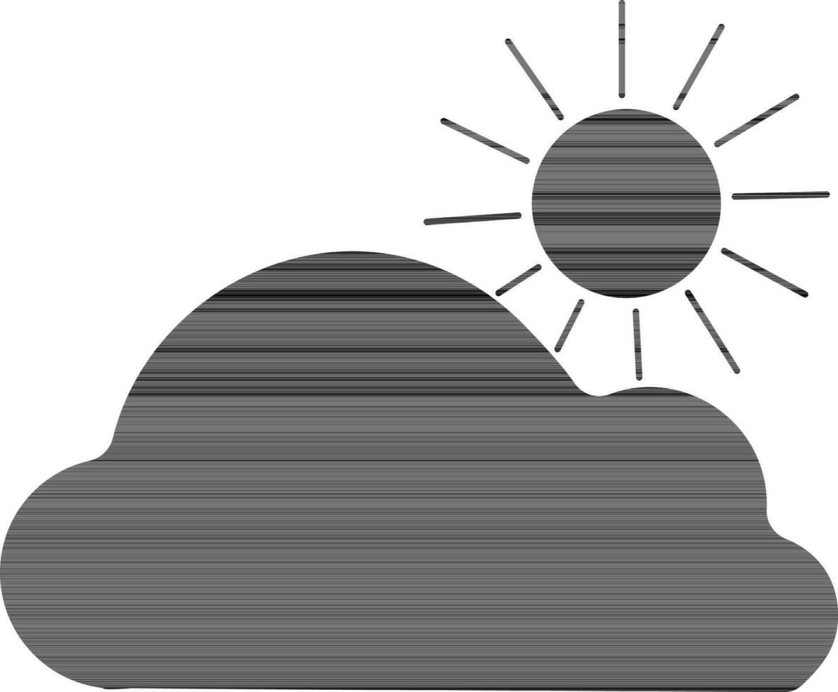 nero nube con sole nel piatto stile. vettore