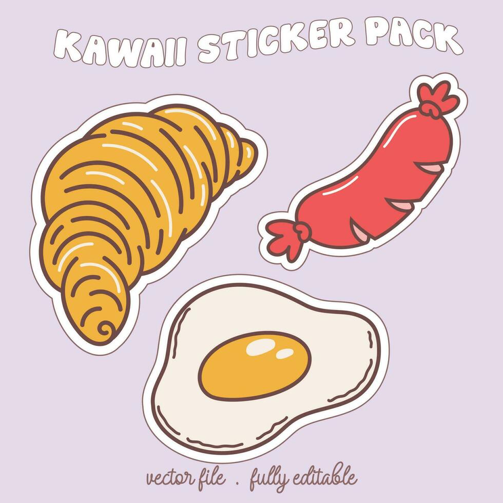 luminosa e colorato kawaii cibo Giappone stile etichetta impostare. adesivi nel il rivista-08 vettore