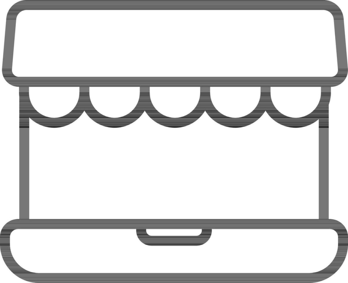 linea arte illustrazione di in linea negozio nel il computer portatile icona. vettore