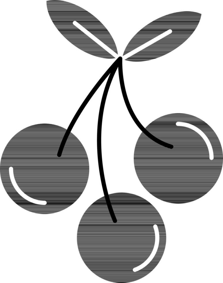 ciliegia icona nel nero e bianca colore. vettore