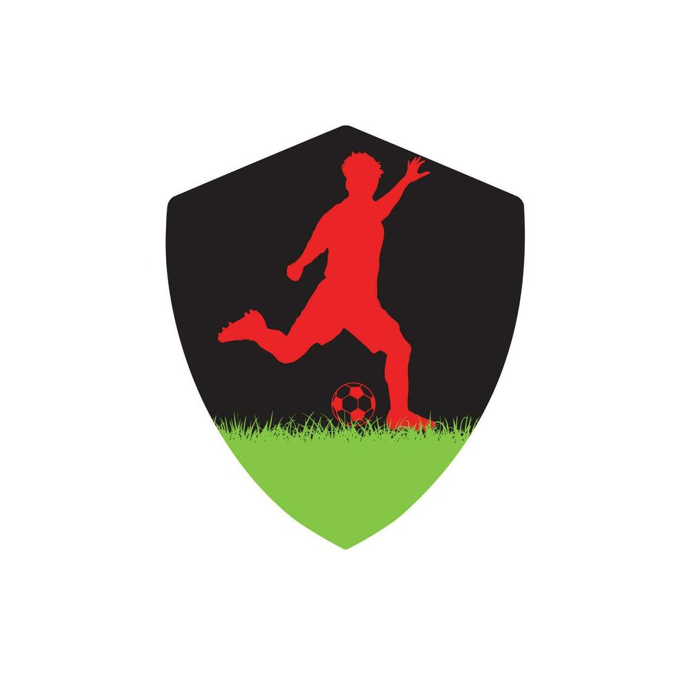 calcio calcio giocatore uomo su erba dentro un' scudo guardia bianca sfondo. vettore illustrazione