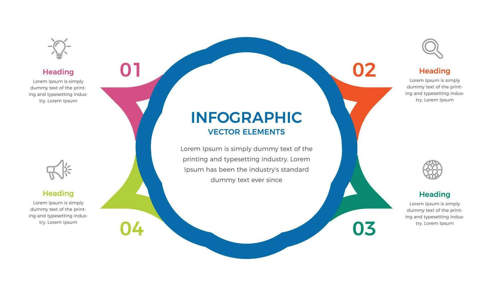 attività commerciale dati visualizzazione. presentazione attività commerciale Infografica modello con 4 opzioni o passi. può essere Usato per processi, presentazioni, disposizione, striscione, Informazioni grafico vettore