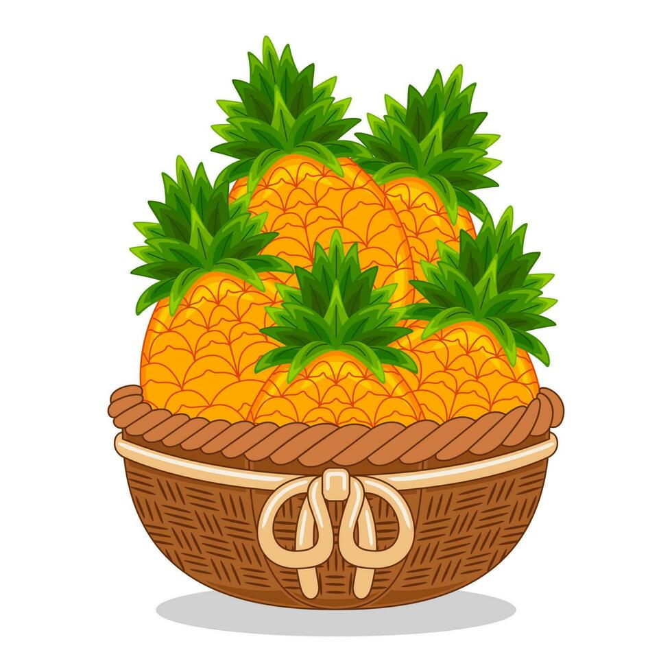 ananas frutta nel cestino vettore illustrazione