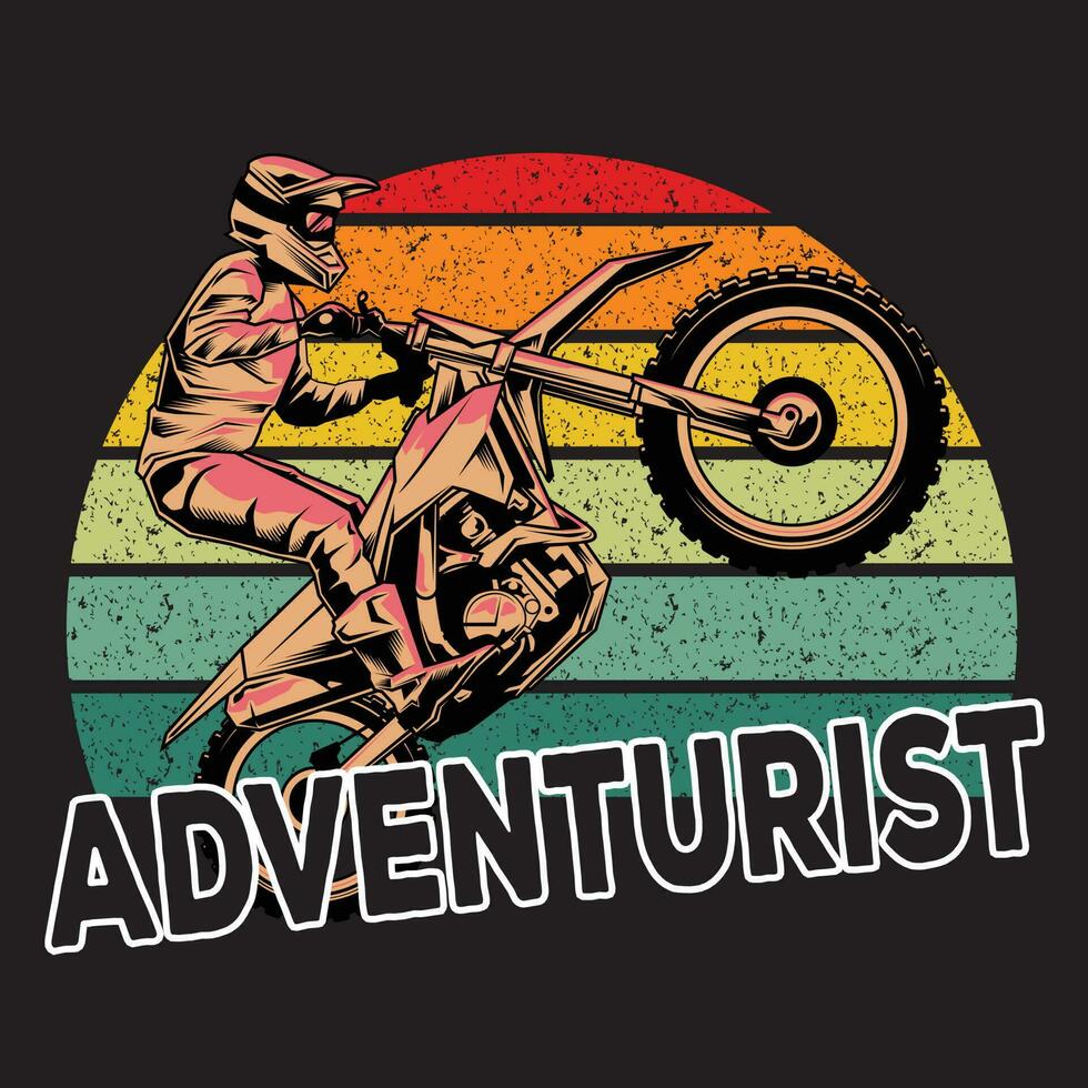 avventuriero motocicletta ciclista grafico per t camicia vettore