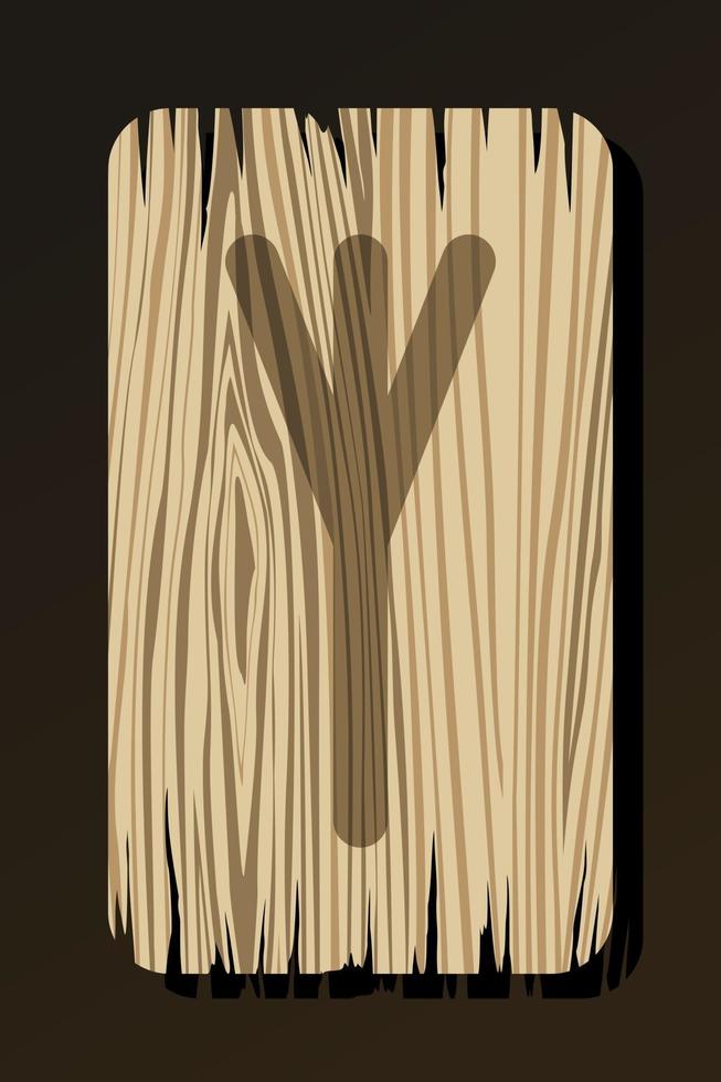 isolati su bianco algiz runa in legno vettore
