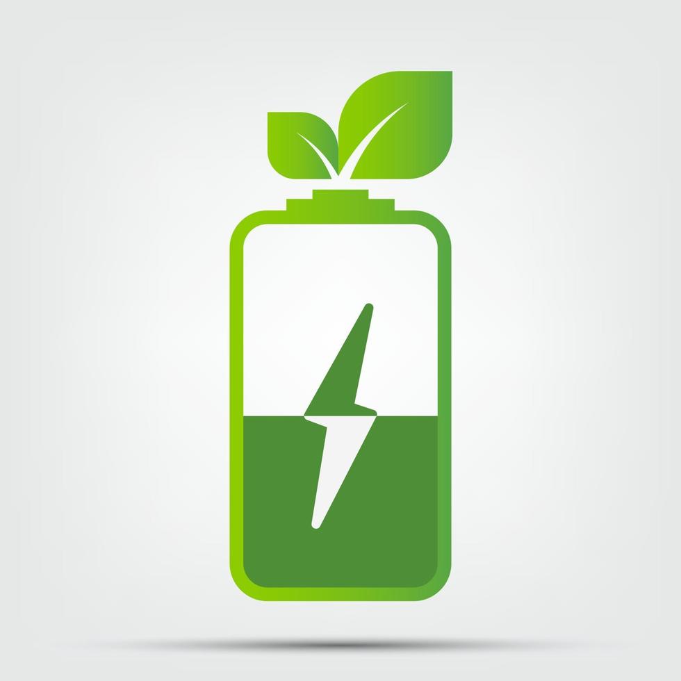 ecologia di concetto di energia verde lascia la batteria vettore