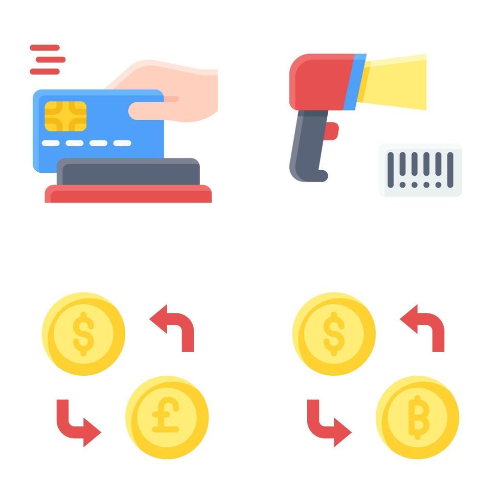 set di icone di pagamento e scambio di denaro vettore correlato al pagamento