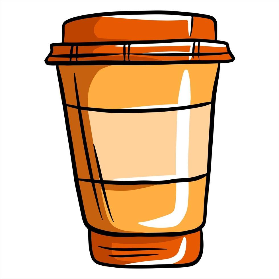 caffè in un bicchiere caffè in un bicchiere di plastica caffè per andare in stile cartone animato vettore