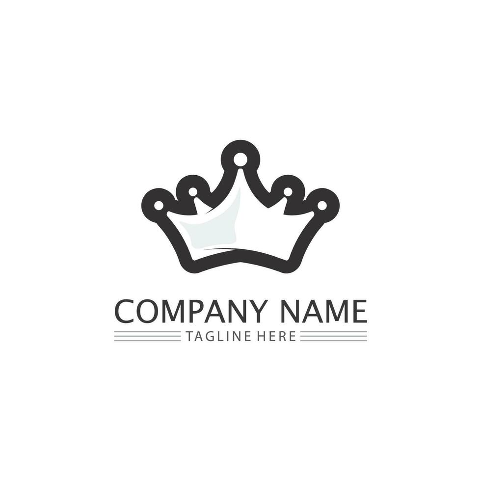 logo corona logo re logo regina, principessa, modello vettoriale icona illustrazione design imperiale, reale e logo di successo business