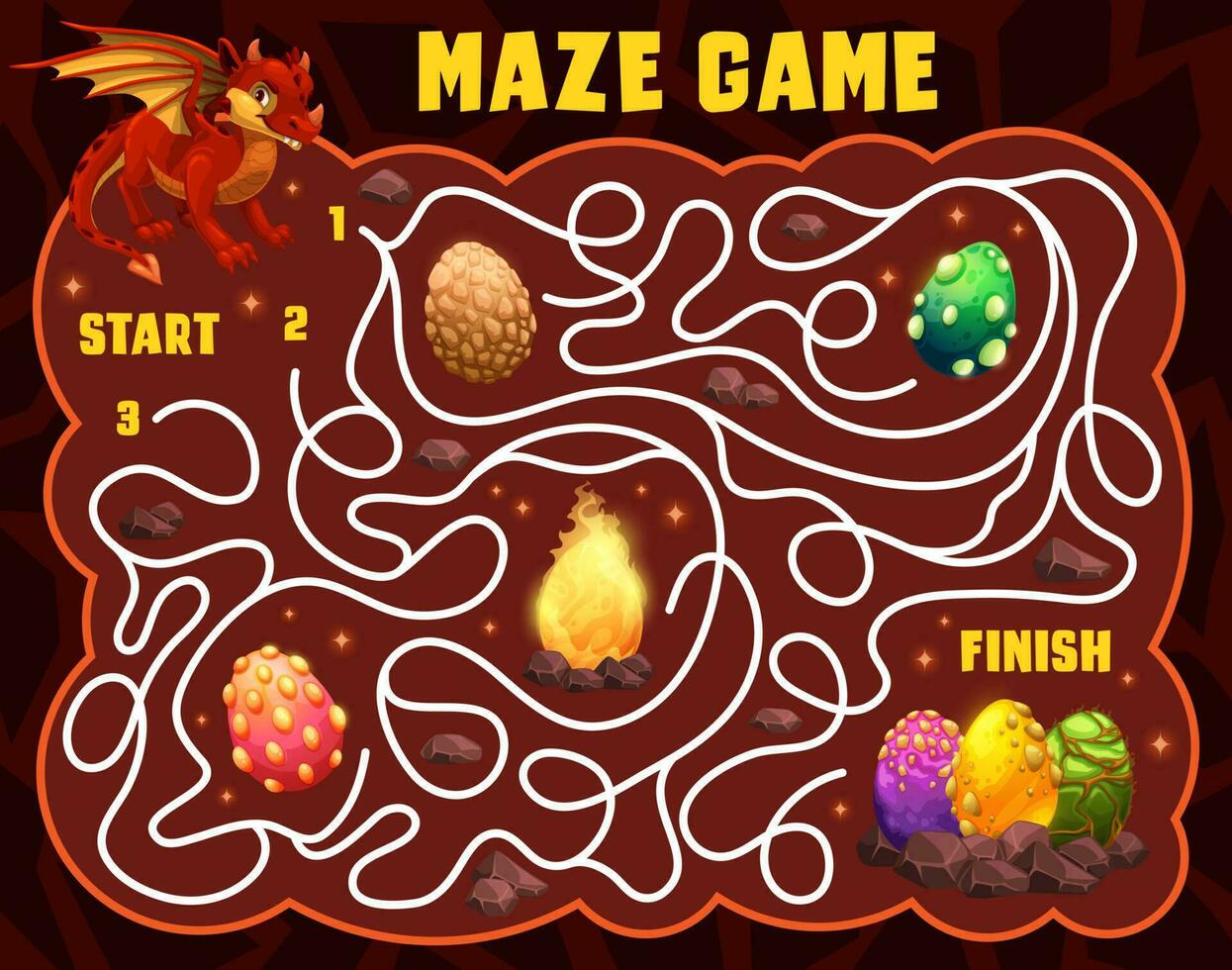 labirinto labirinto enigma con dinosauro o Drago uova vettore