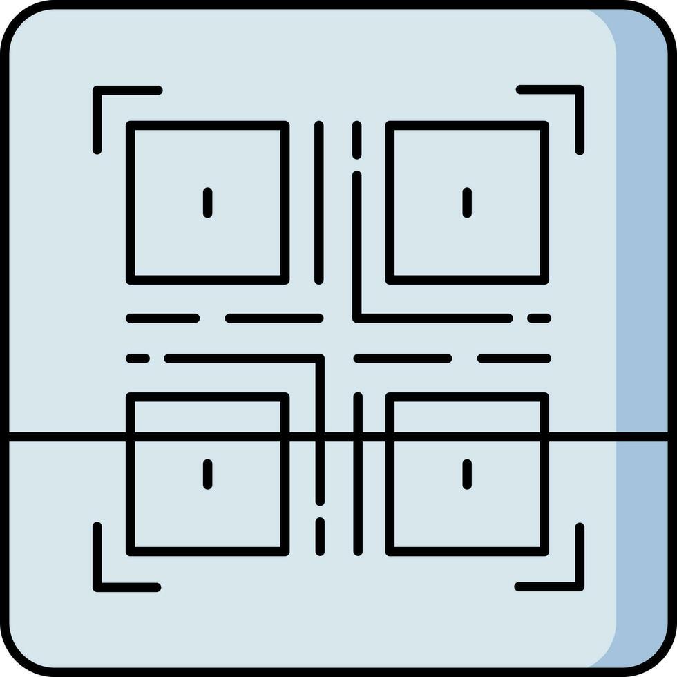 scansione qr codice icona nel nero e blu colore. vettore