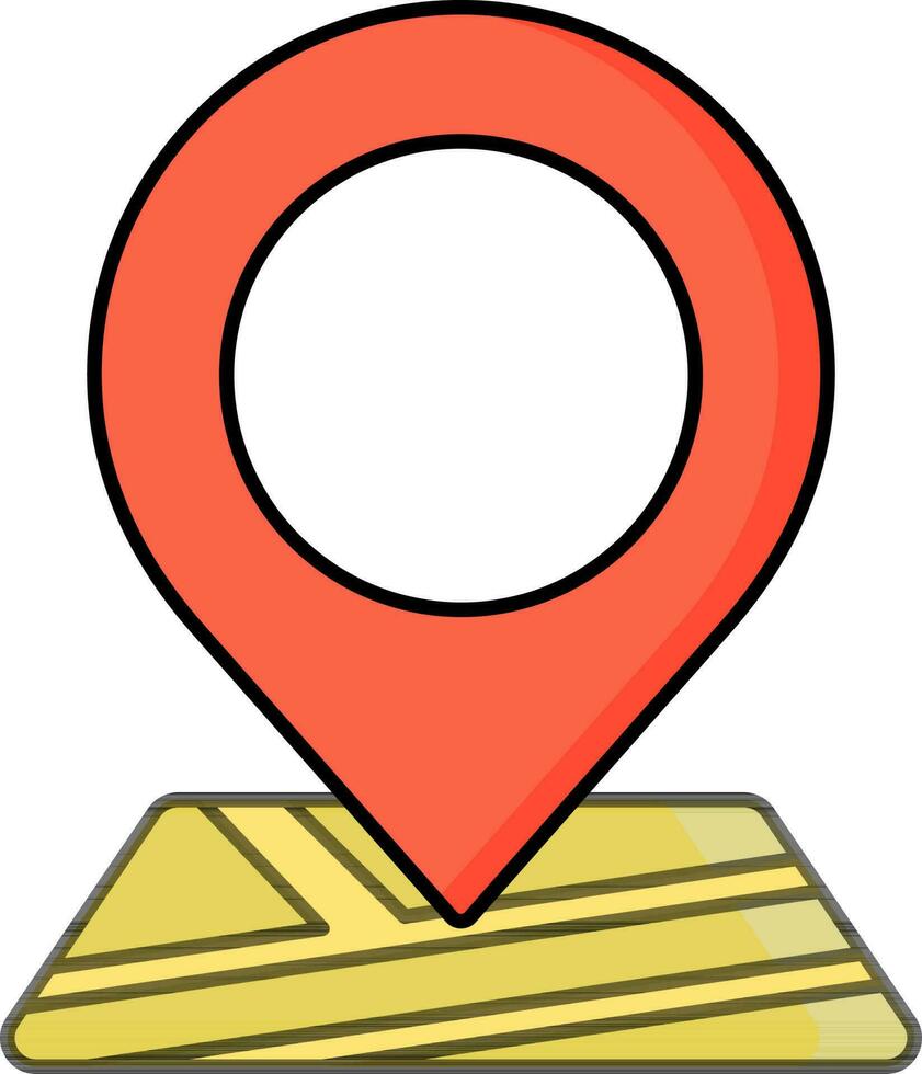 Posizione perno su carta geografica carta icona nel rosso e giallo colore. vettore