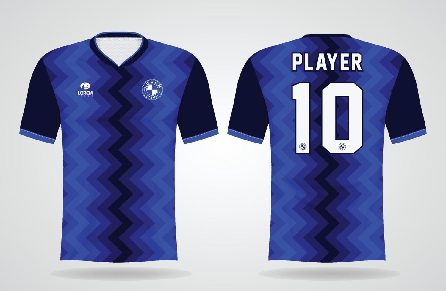 modello di maglia sportiva blu per le divise della squadra e il design della maglietta da calcio vettore