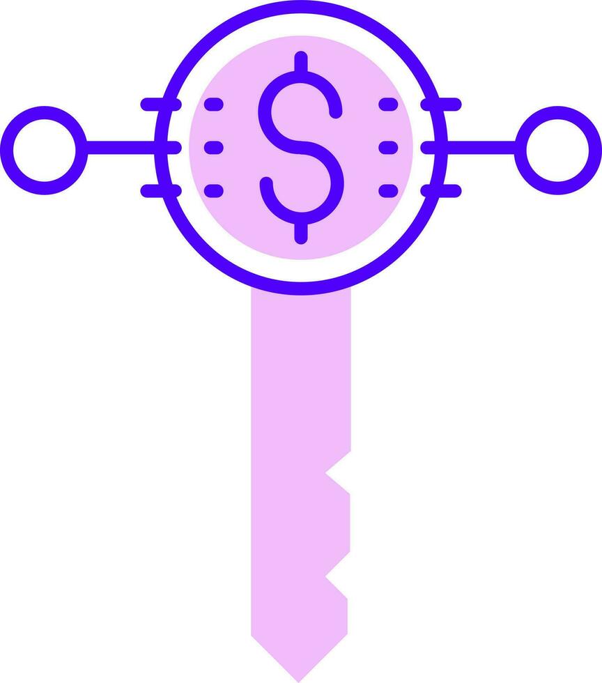 blu e rosa digitale i soldi chiave icona nel piatto stile. vettore