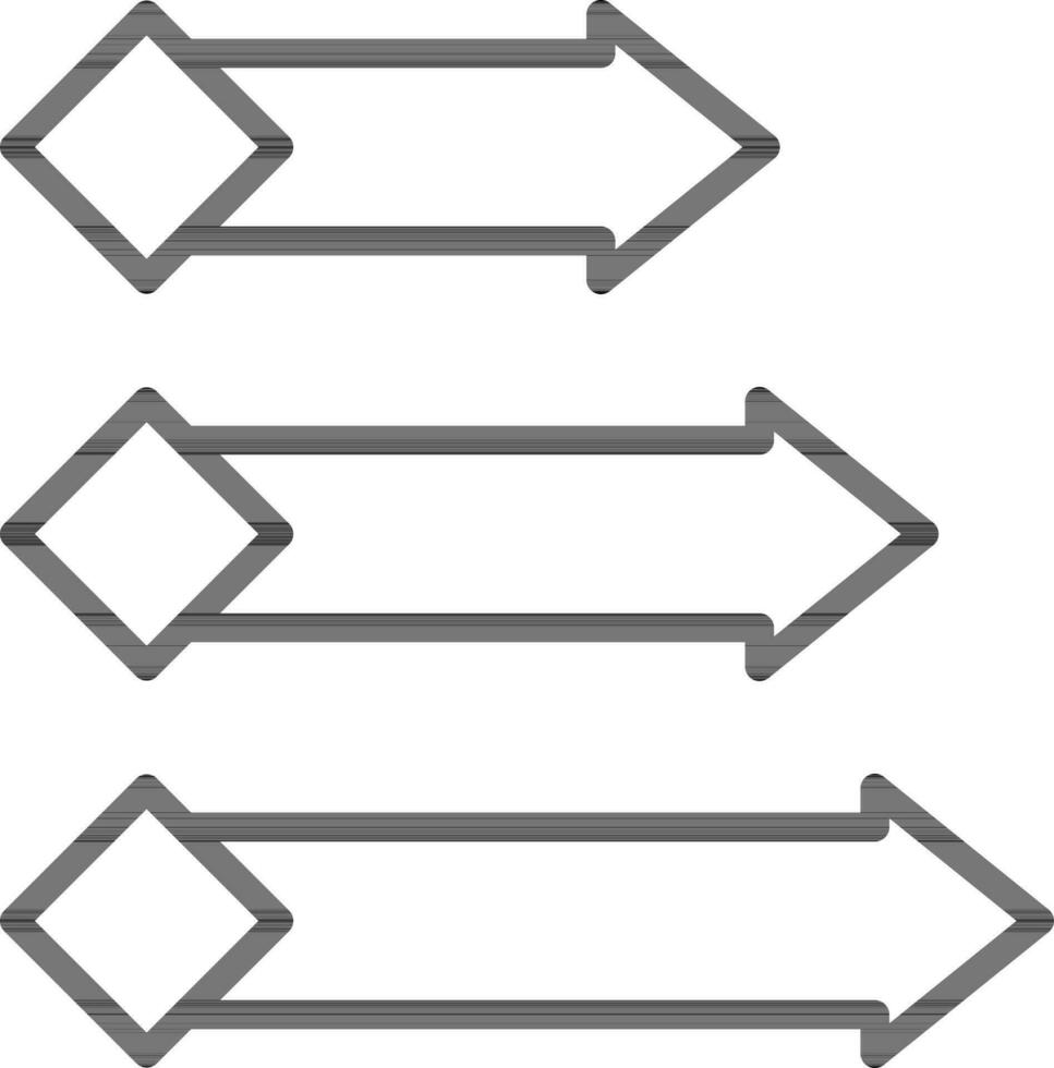 piatto stile tre opzione Messaggio freccia icona nel linea arte. vettore