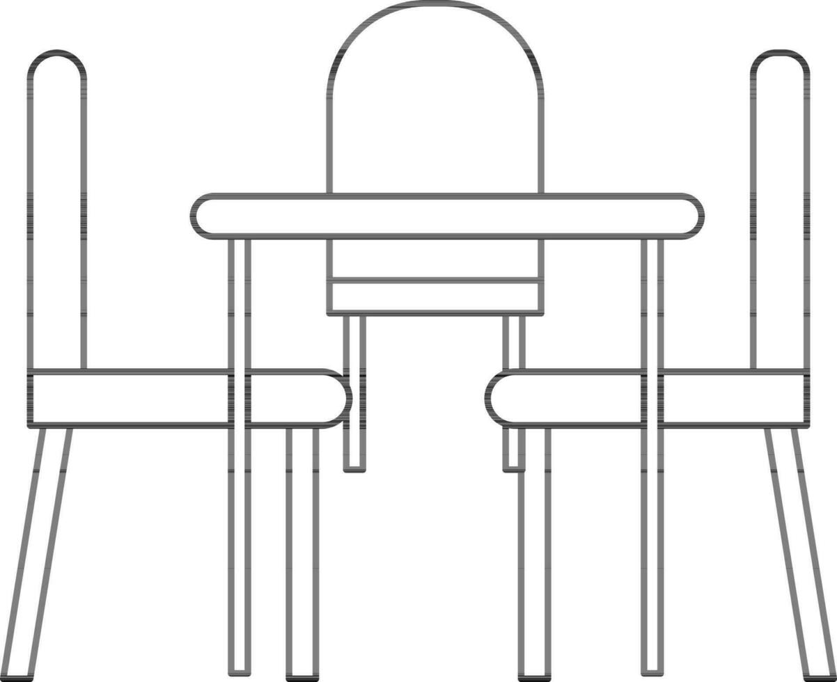 tavolo e sedie fatto di nero linea arte illustrazione. vettore