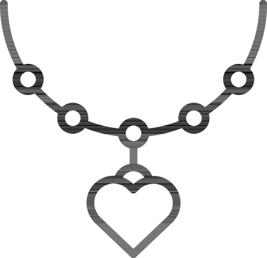 piatto stile cuore forma medaglione o pendente icona nel linea arte. vettore
